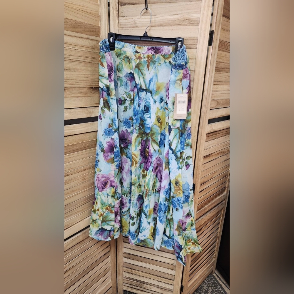 Coldwater Creek REVERSIBLE PRINT CIRCLE Watercolor Floral NEW